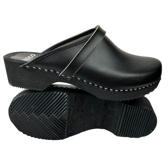 Bresco Richmond  Black Leather Wooden Clogs NEW Size EU 42, US W 11.5, M 9 - Picture 7 of 13